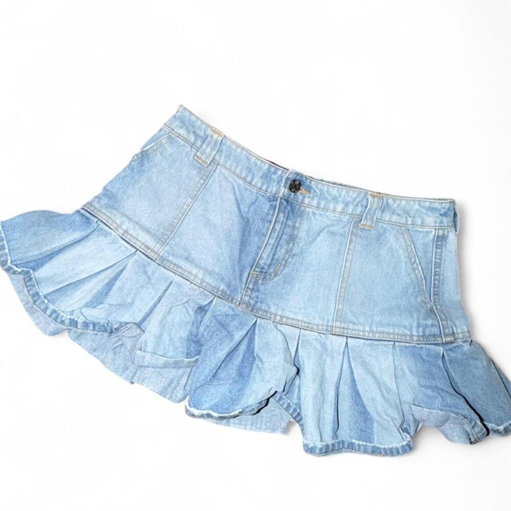 y2k SO denim ruffle skirt